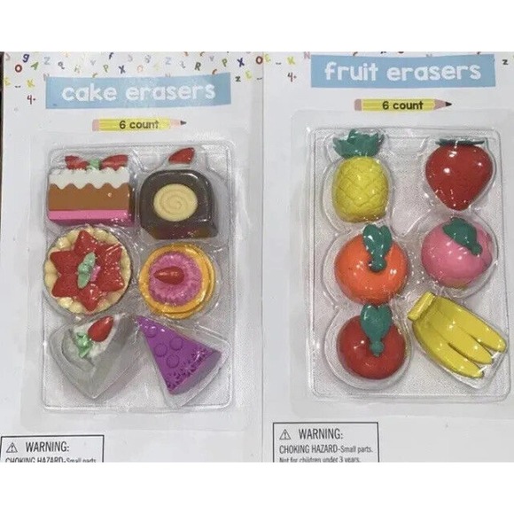 Erasers 6 In Each Pack Back to School Erasers Cake Erasers and Fruit Erasers - Picture 1 of 3